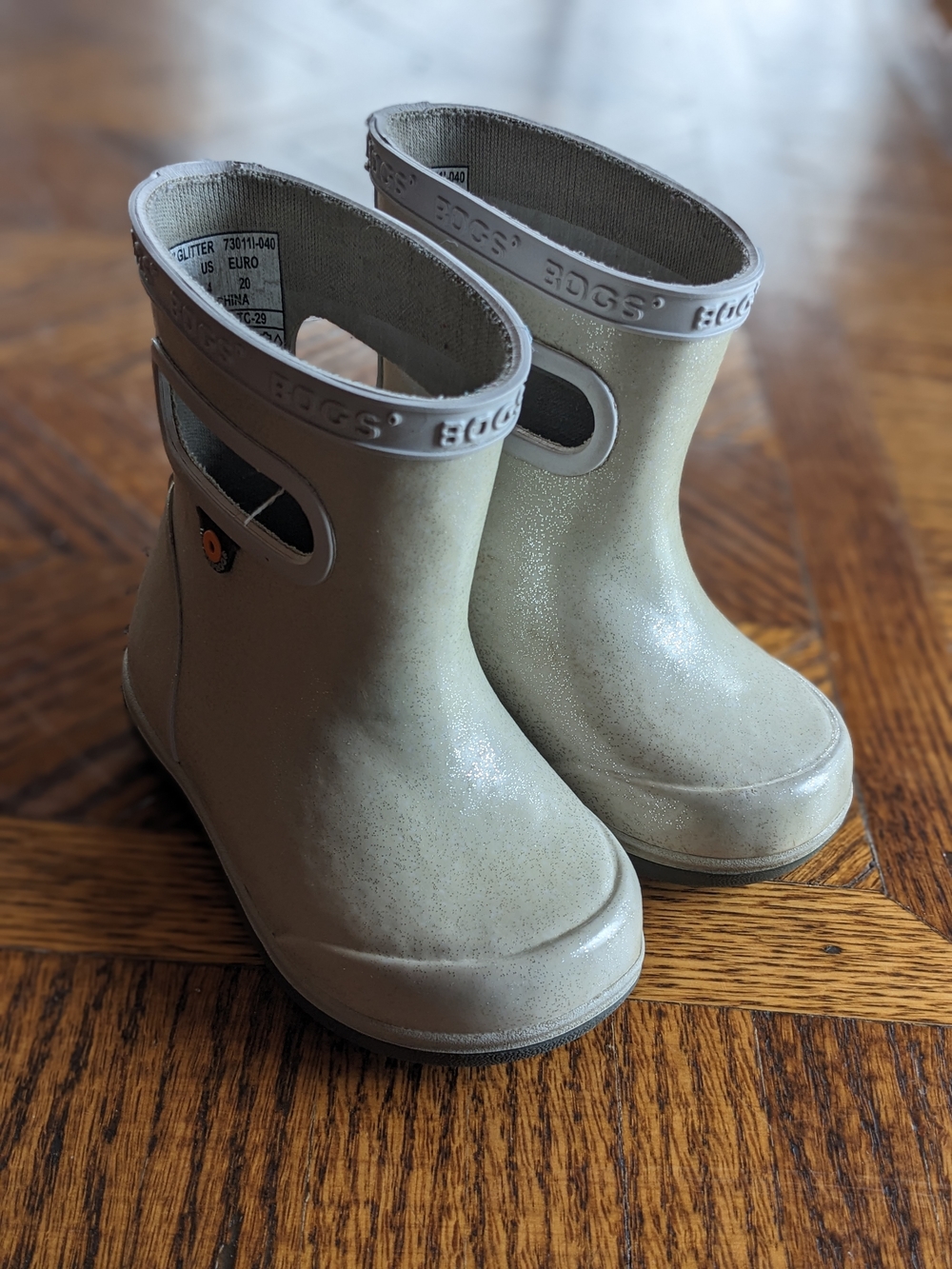 Bogs Kids' Glitter Light Tan Rain Boots